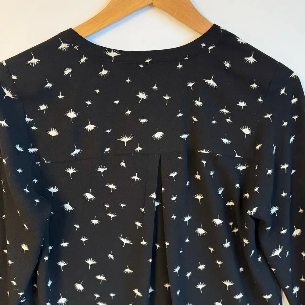 Daniel Rain Semi Sheer Blouse Quarter Sleeve V Neck Office Career Small Black - Picture 5 of 12